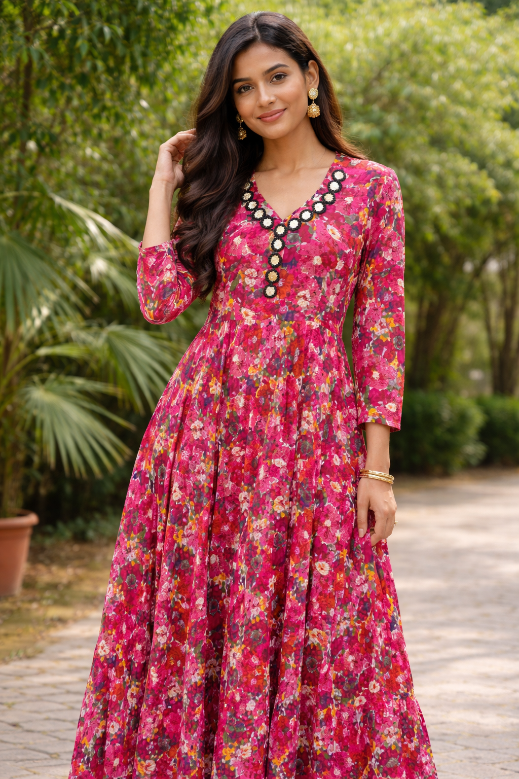 Floral Umbrella Maxi Dress